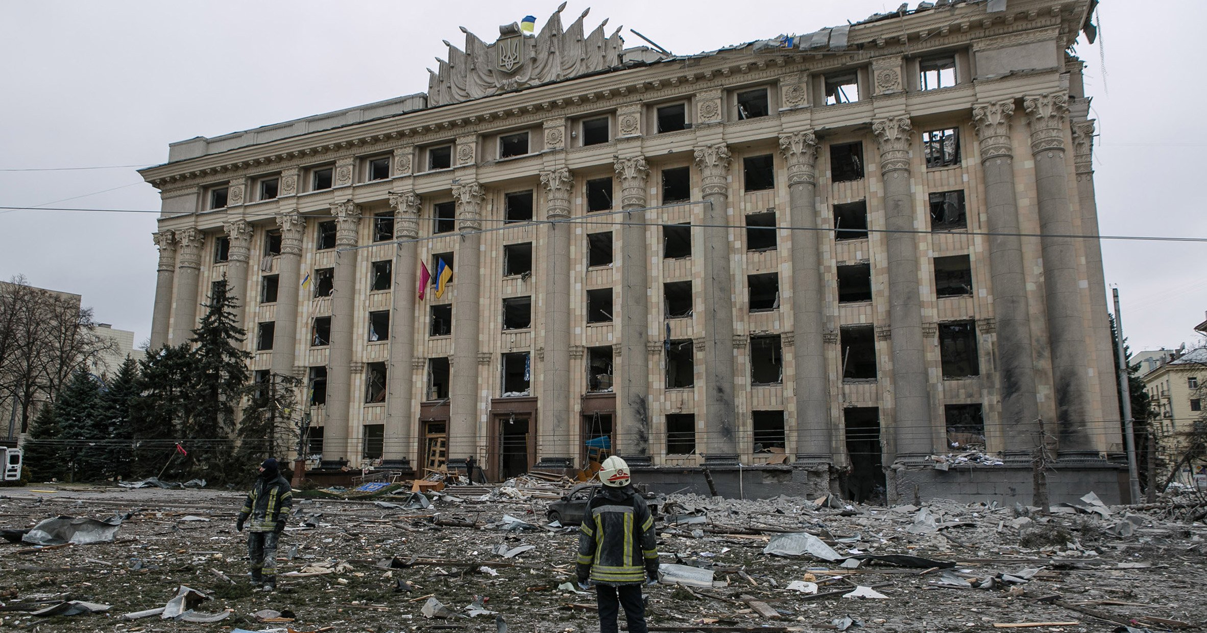 Arbeiderpalasset i Kharkiv er blant kulturminnene som har blitt skadet. (Foto: Dezeen.)