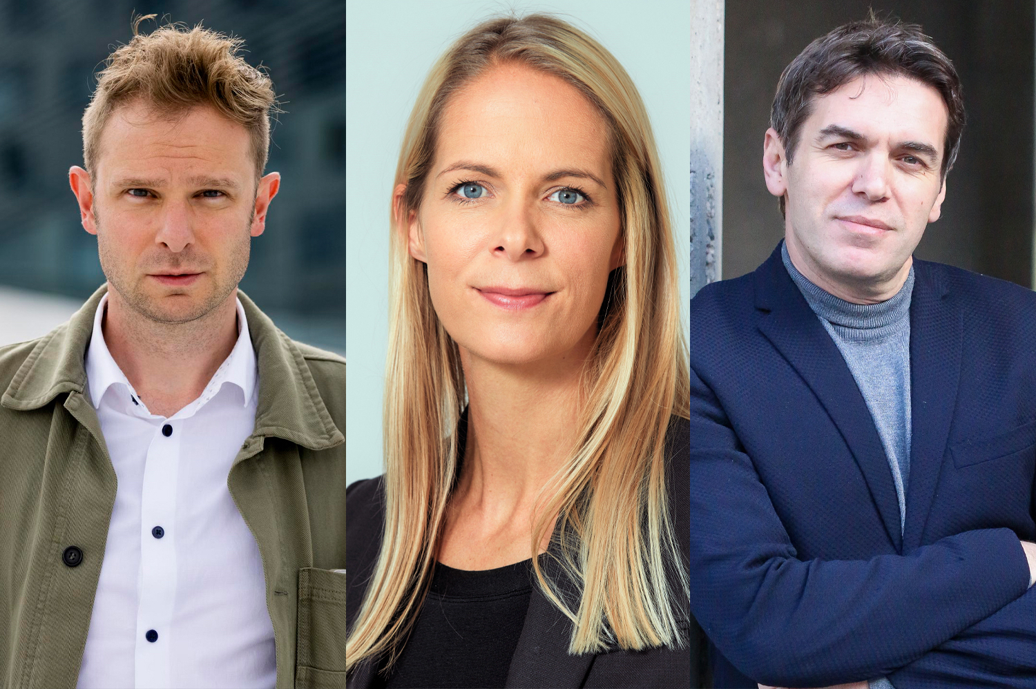 Snorre Valen (f.v.), Cathrine Thorleifsson (leder) og Sylo Taraku i Ekstremismekommisjonen. (Kollasj: Subjekt.)