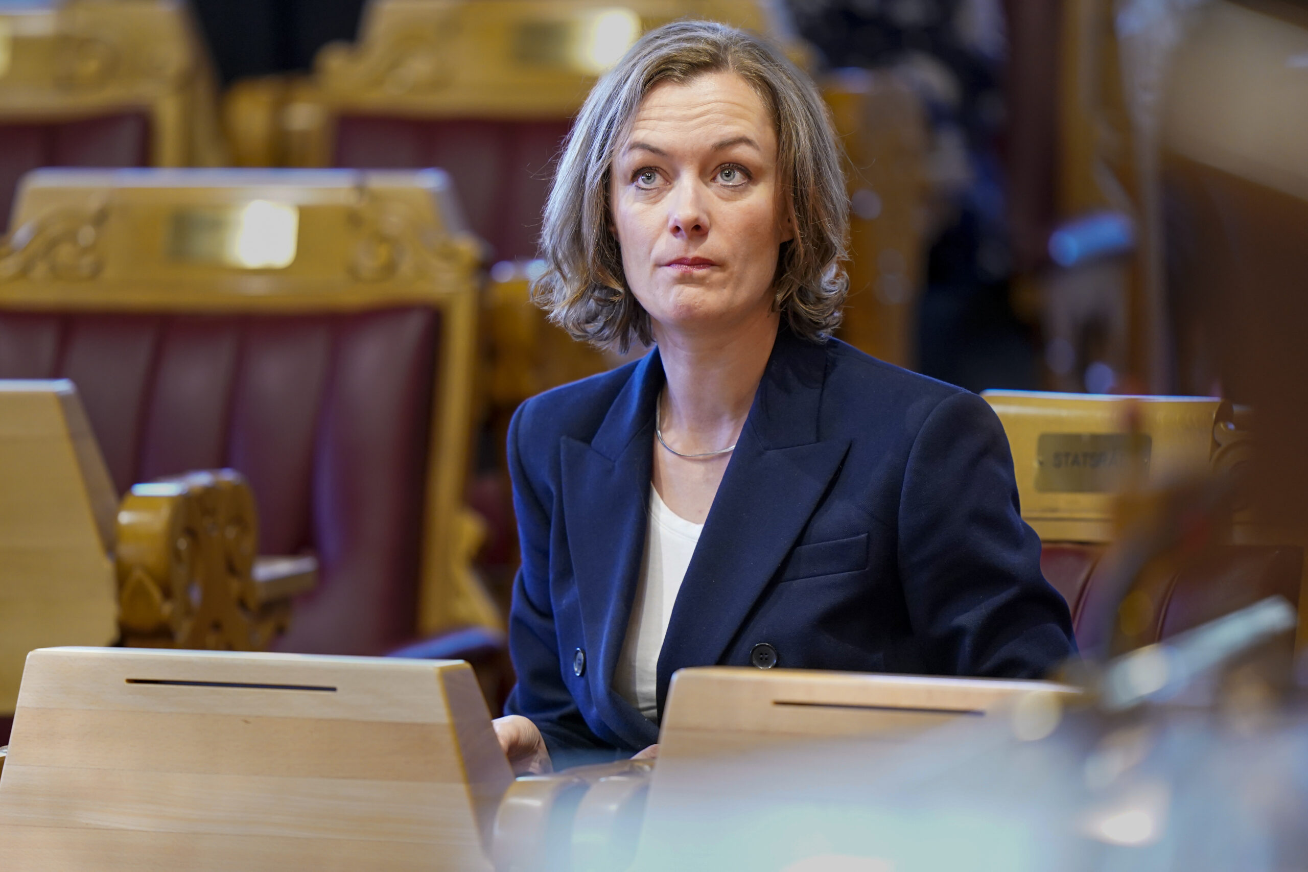 Oslo 20230412. Daværende kultur- og likestillingsminister Anette Trettebergstuen (AP) på plass i Stortingets spontane spørretime. (Foto: Terje Pedersen/NTB.)