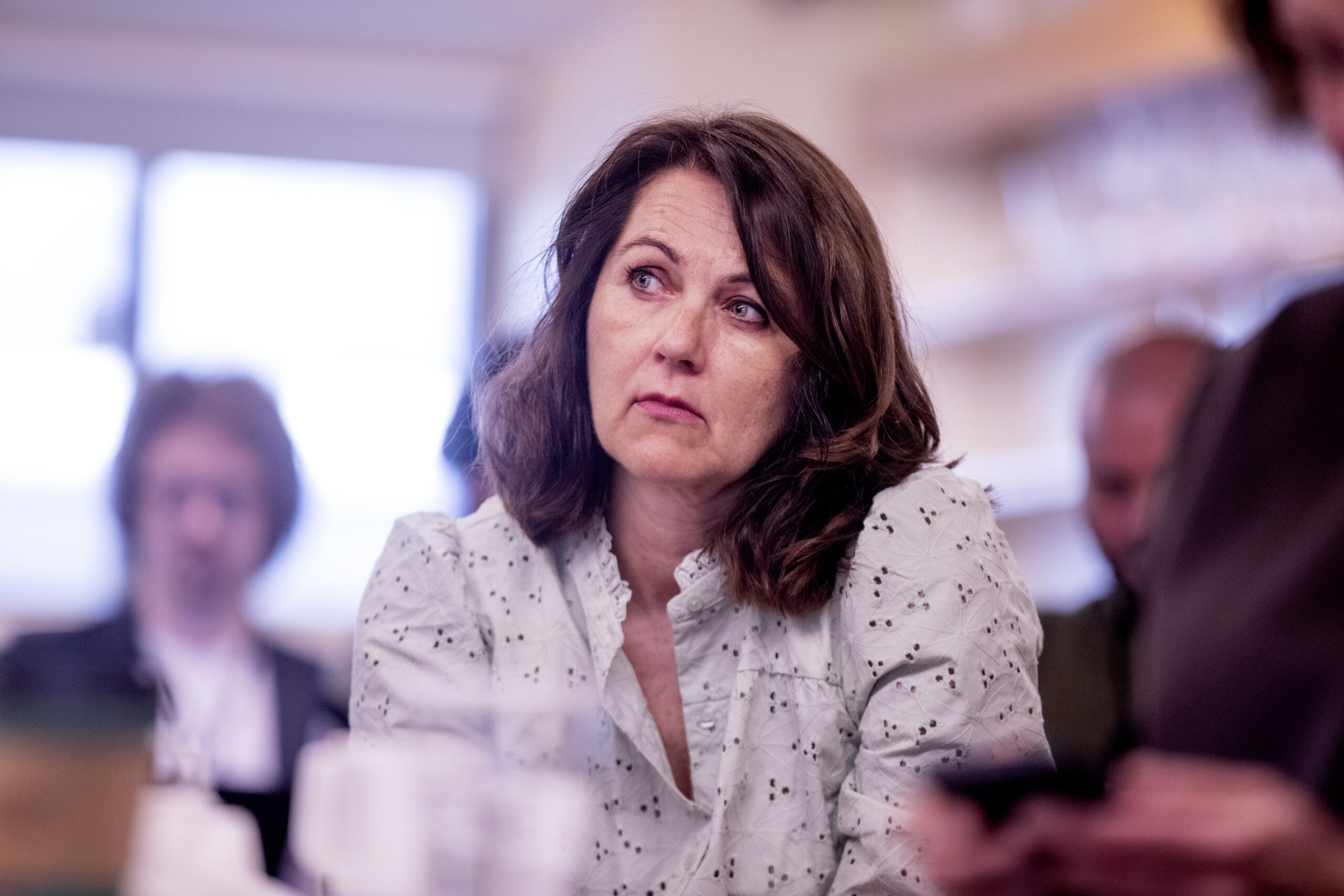 Oslo 20220425. Reidun K. Nybø, generalsekretær i Norsk redaktørforening under lansering av rapport om hatefulle ytringer om muslimer på sosiale medier på Litteraturhuset i Oslo. (Foto: Javad Parsa/NTB.)