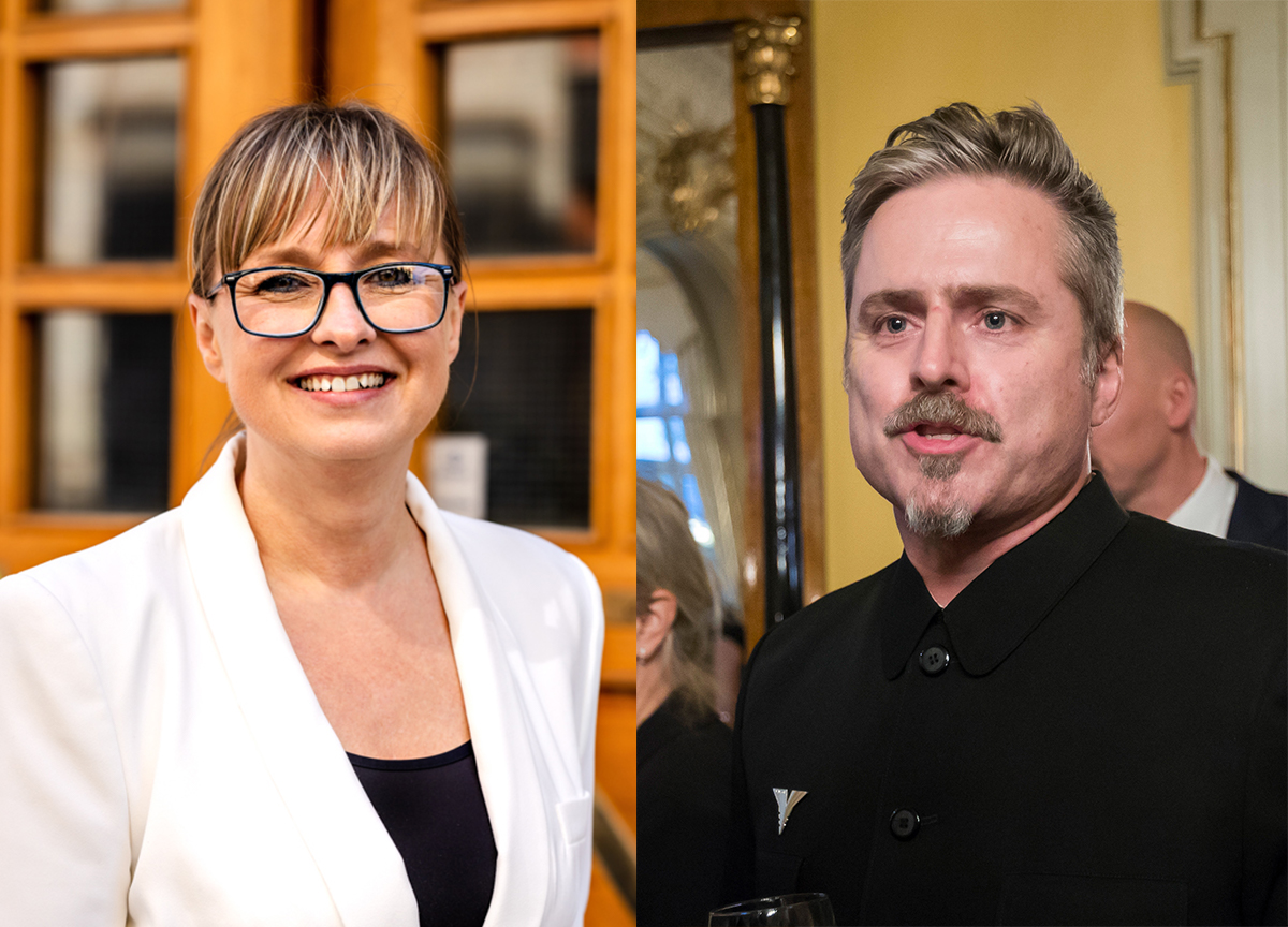 Daglig leder ved Agder kunstsenter, Agnes Repstad, og kurator Morten Traavik. (Foto: Yina Chan, Kunstsentrene i Norge/Heiko Junge, NTB.)