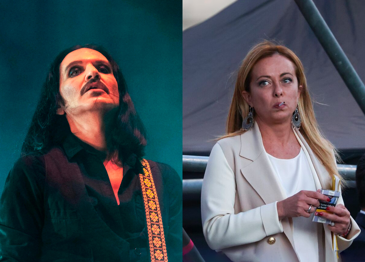 Brian Molko i Placebo (t.v.) får injuriesak mot seg etter å ha kalt Italias statsminister Giorgia Meloni fascist og rasist. (Foto: Imago/Future/Christoph Speidel, Alessia Pierdomenico/Bloomberg. Kollasj: Subjekt.)