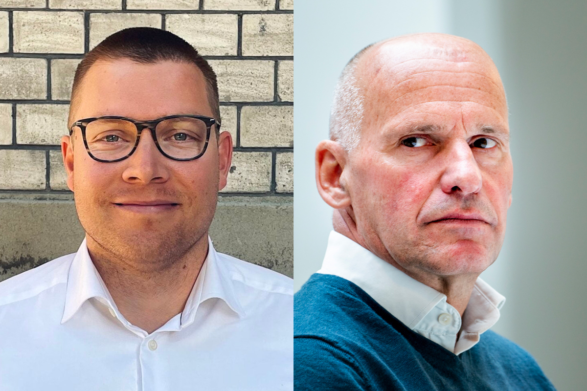 Espen Oseid Danielsen (t.v.) gir seg som partileder i Unge Sentrum etter «uenighet». Det bestrider partileder Geir Lippestad. (Foto: Sentrum, Terje Pedersen/NTB. Kollasj: Subjekt.) 2 3:2