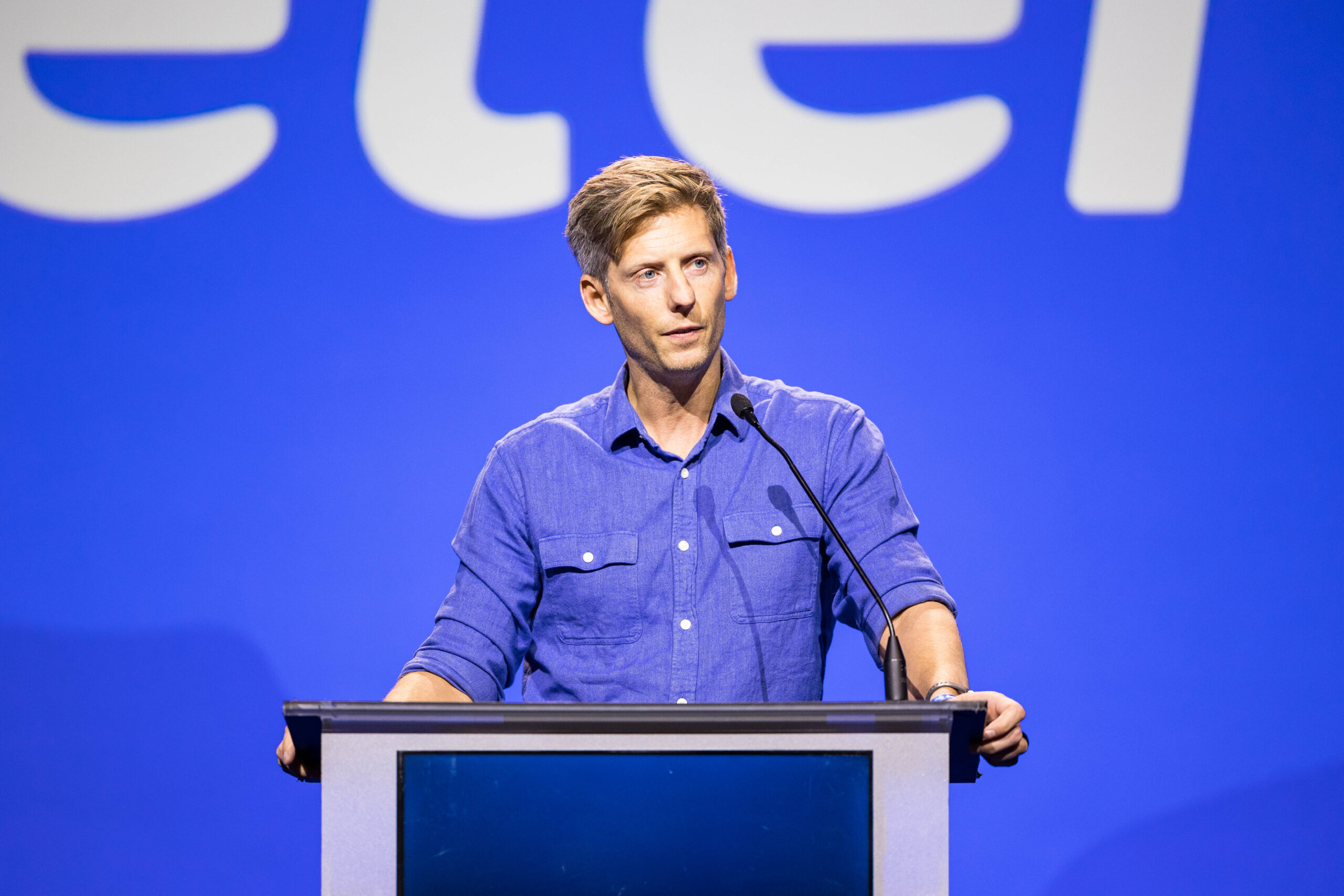 Oslo 20230326. Gaute Grøtta Grav taler under høyres landsmøte 2023. (Foto: Alf Simensen/NTB.)