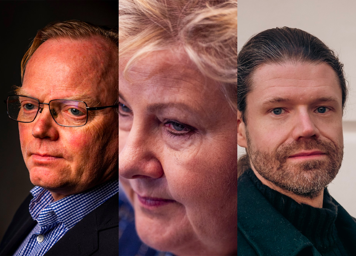 Sindre Finnes, Høyre-leder Erna Solberg og debattant Morten Guldberg. (Foto: Haakon Mosvold Larsen og Javad Parsa i NTB, privat. Kollasj: Subjekt.) 1 25:18