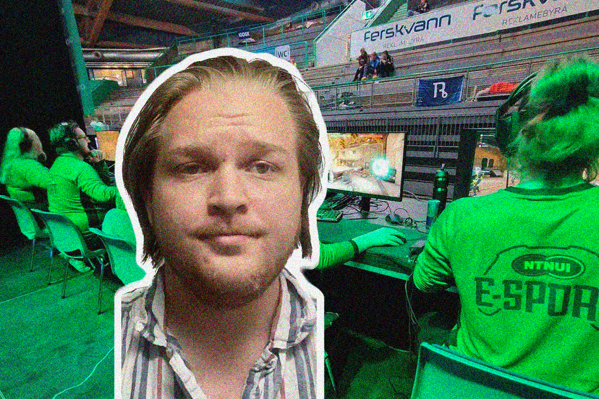 Student Edward Arnesen ble droppet fra laget til NTNUI E-sport. (Skjermbilde: NTNU e-sport på Instagram. Foto: Privat. Kollasj: Subjekt.)
