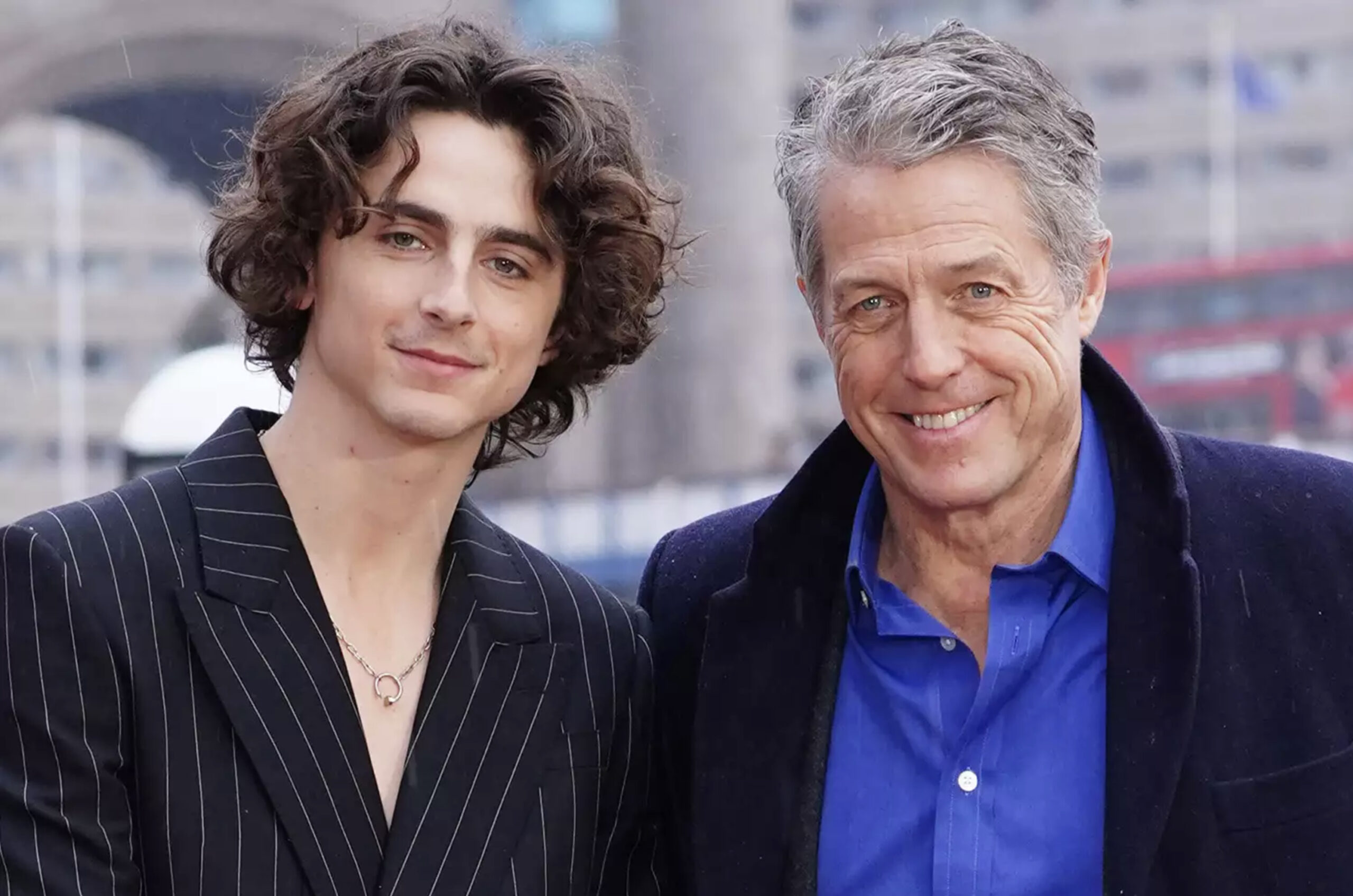 Timothée Chalamet og Hugh Grant er aktuelle med «Wonka». (Foto: Ian West/PA/Getty.)