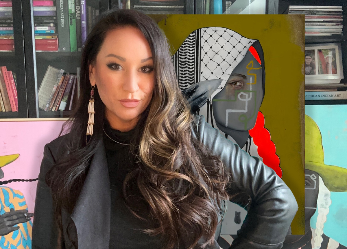 Danielle SeeWalker, «G is for Genocide», veggmaleri og digitaltrykk. (Foto: Danielle SeeWalker. Kollasj: Subjekt.) 1 25:1