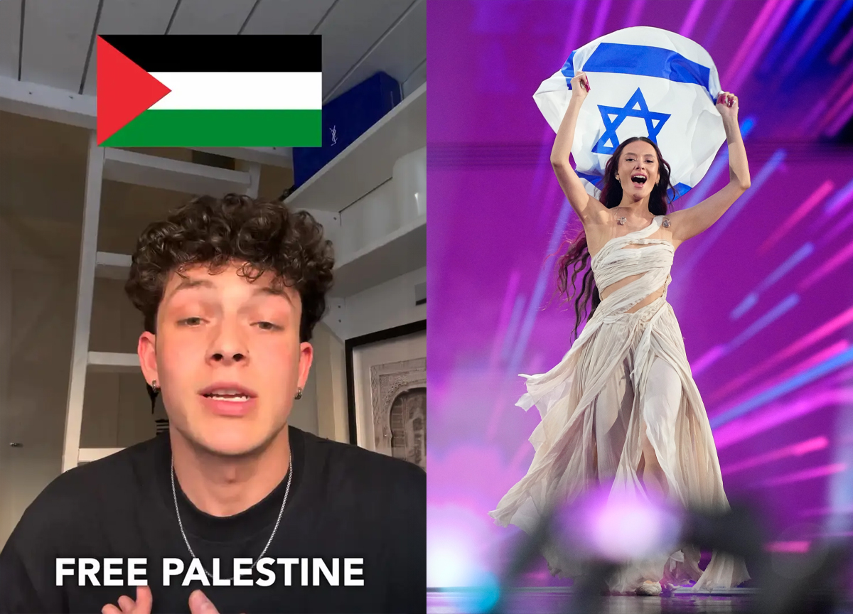 Eurovision Owen fagjury finalen ESC finalen Norsk jurymedlem i ESC, Daniel «Owen» Johansen Elmrhari (t.v.), og Israels Grand prix-deltager Eden Golan. (Skjermbilde: Instagram. Foto: AP/Martin Meissner. Kollasj. Subjekt.) 1 25:18