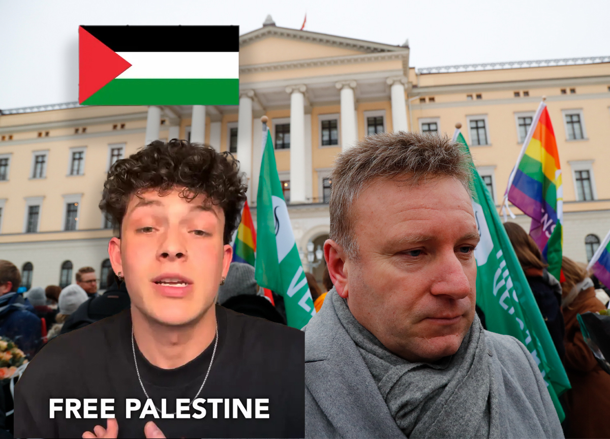 Norsk jurymedlem i ESC, Daniel «Owen» Johansen Elmrhari (t.v.) og redaktør i Dagen, Vebjørn Selbekk. (Skjermbilde: Instagram. Foto: Heiko Junge/NTB. Kollasj: Subjekt.)