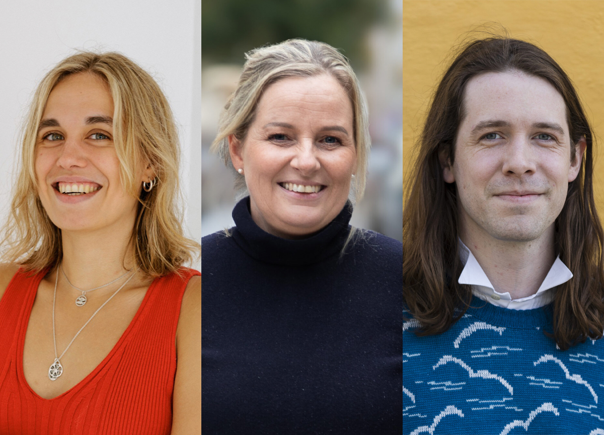 Direktør Una Mathiesen Gjerde og styreleder Sebastian Makonnen Kjølaas flankerer kulturbyråd i Oslo, Anita Leirvik North (H). (Foto: BO, Linn de Lange, Adrian Bugge. Kollasj: Subjekt.)