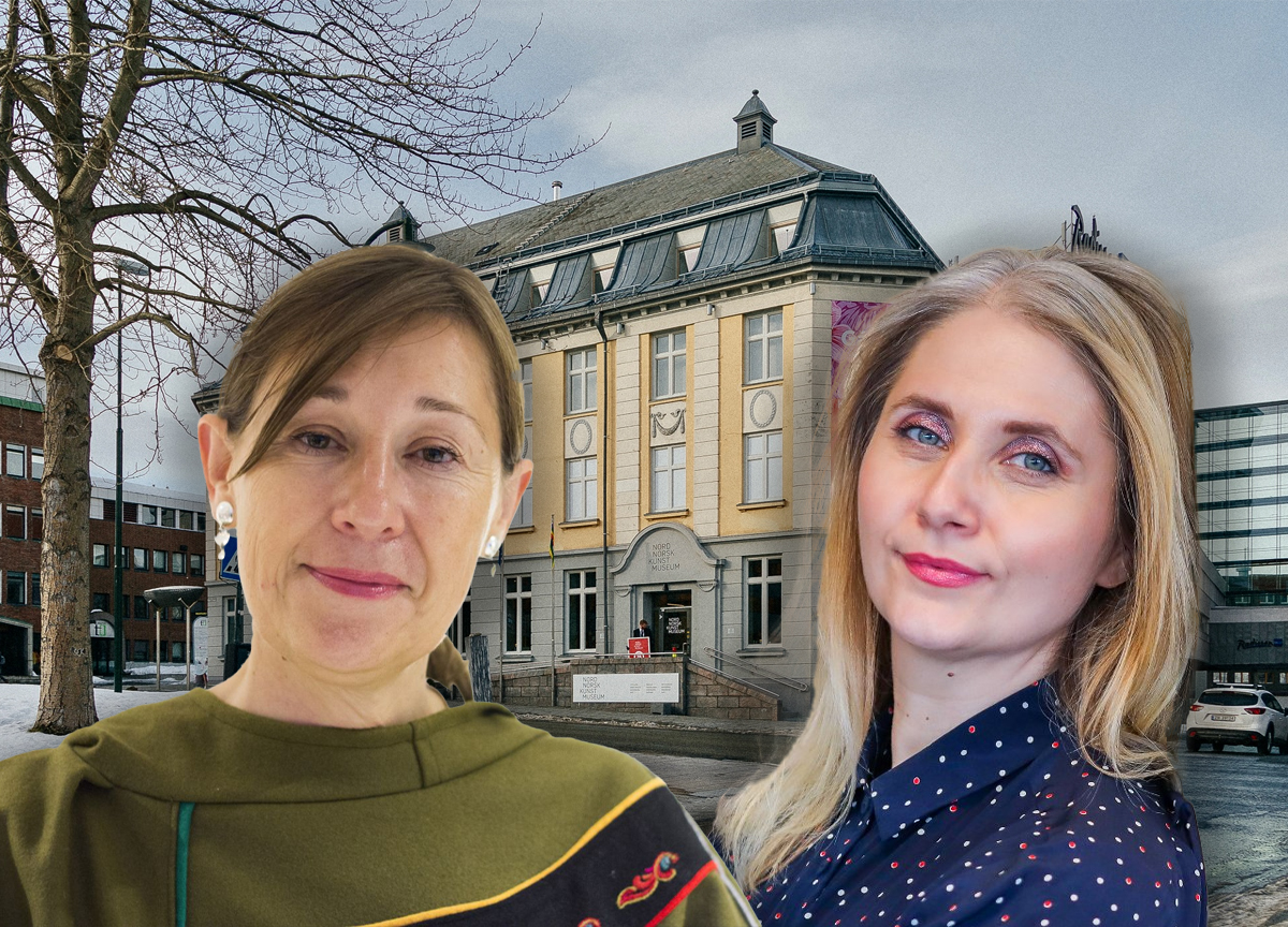 Direktør ved Nordnorsk kunstmuseum (NNKM), Katya Garcia-Anton (t.v.) får gjennomgå av Nordlys' politiske redaktør, Maja Sojtaric. (Foto: Nordlys, Oca, Wikimedia Commons. Kollasj: Subjekt.) 1 25:18