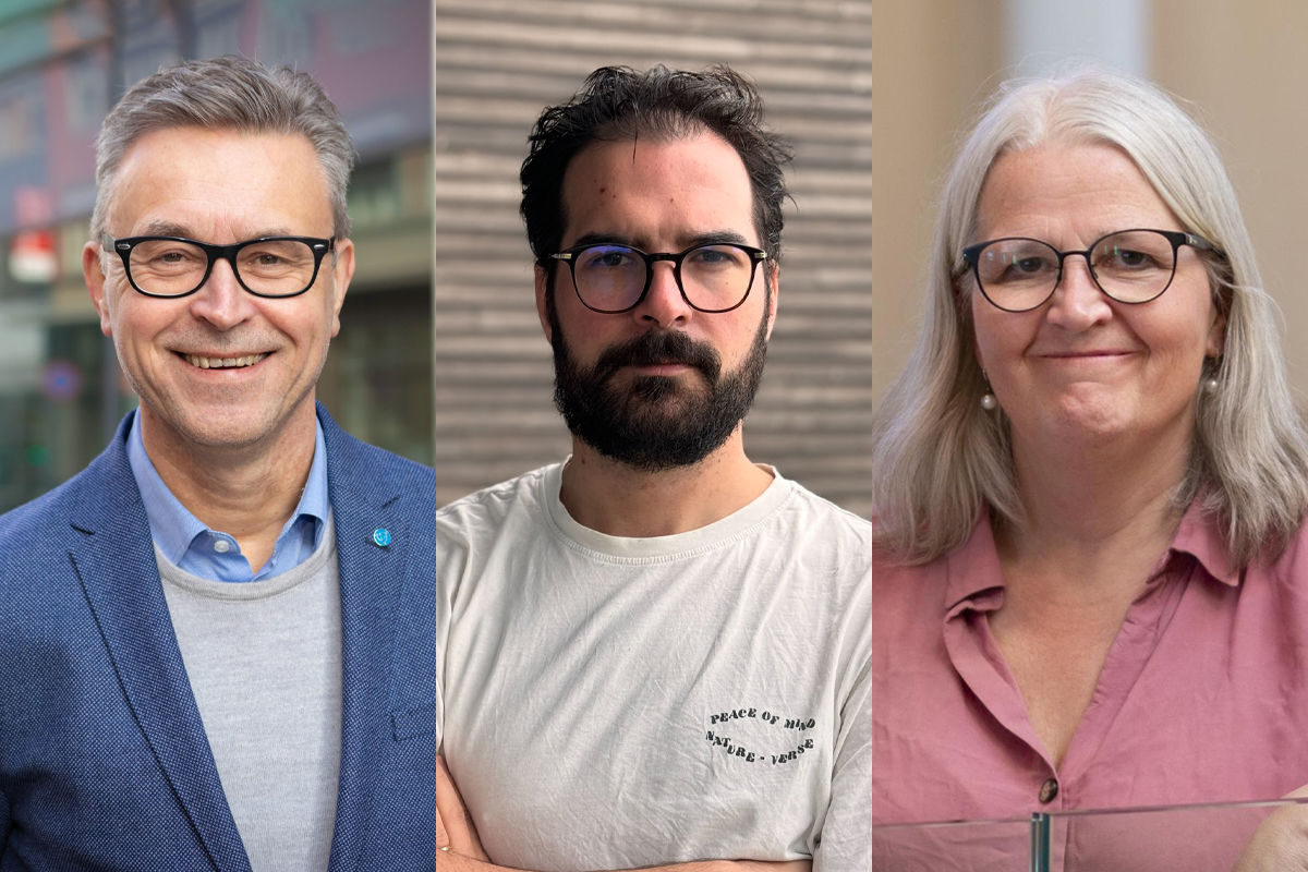 Ordfører Odd Emil Ingebrigtsen, kulturarbeider Oskar Yazan Mellemsether og avdelingsdirektør Elin Eidsvik i Bodø kommune. (Foto: Hans Kristian Thorbjornsen/Høyre, Privat, Bodø. Kollasj: Subjekt.)