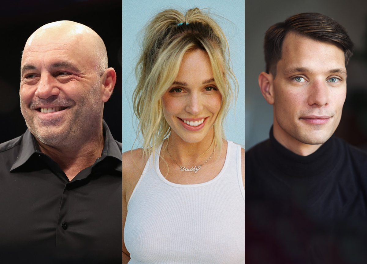 Joe Rogan; Alex Cooper og «Call Her Daddy», Tellef Raabe. (Foto: Getty, Presse, Håvard Storvestre. Kollasj: Subjekt.)