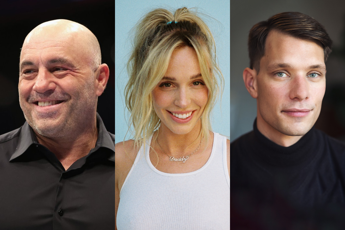 Joe Rogan; Alex Cooper og «Call Her Daddy», Tellef Raabe. (Foto: Getty, Presse, Håvard Storvestre. Kollasj: Subjekt.)