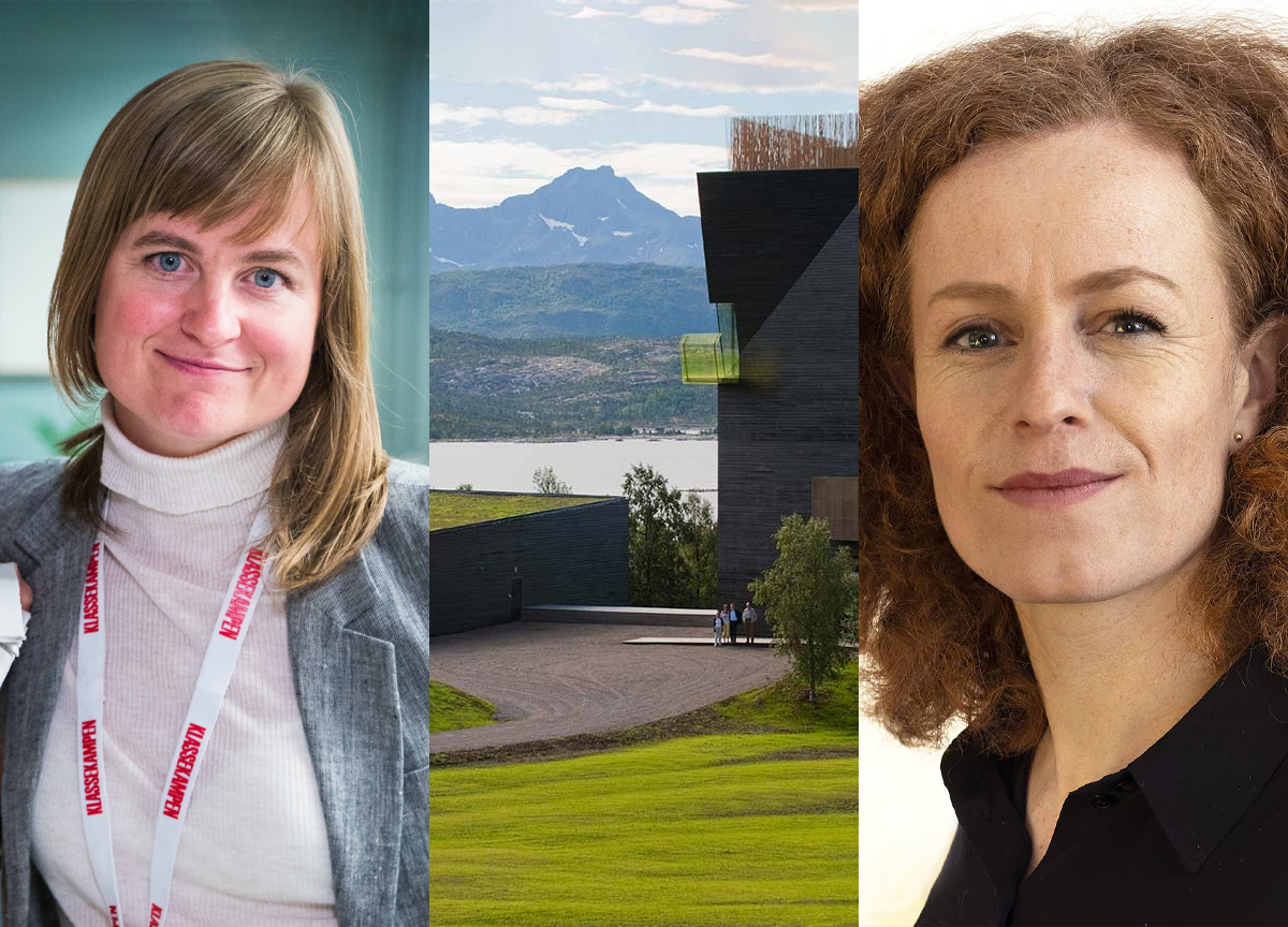 Sjefredaktør i Klassekampen, Mari Skurdal, sjef på Hamsunsenteret, Solveig Hirsch. (Foto: NTB/Hamsunsenteret.)