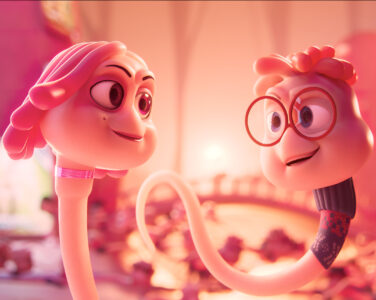 «Spermageddon» handler om sædcellene Simen, stemmelagt av Aksel Hennie, og Cumilla, stemmelagt av Mathilde Storm. (Foto: 74 entertainment/SF Studios/handout/NTB.)