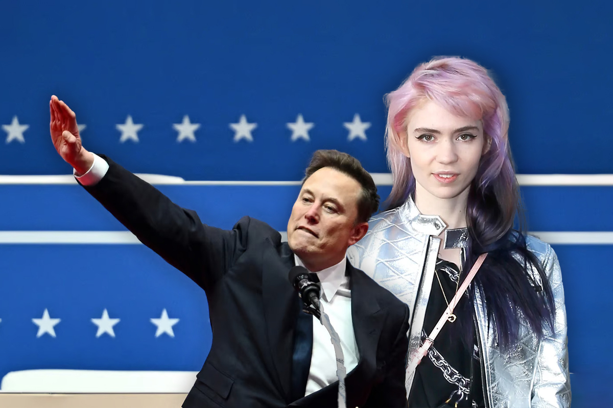 Musk, Grimes, «nazihilsen». (Kollasj: Subjekt.)